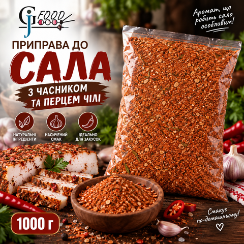 Приправа для сала с чесноком и перцем чили, 1000 г GJ-SALO-GARLIC-CHILI-1000 фото